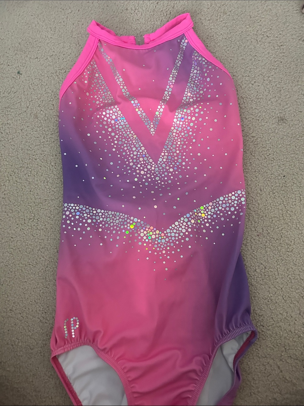 Sylvia P Pink & Purple Ombre Sparkle Athletic Leotard - Picture 3 of 4